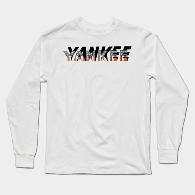 New York Yankees Retro American Flag 3D Sign Long Sleeve T-Shirt by Sanu Designs